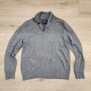 American Eagle 100% Cotton Button / 1/4 Zip Sweater, Marled Gray